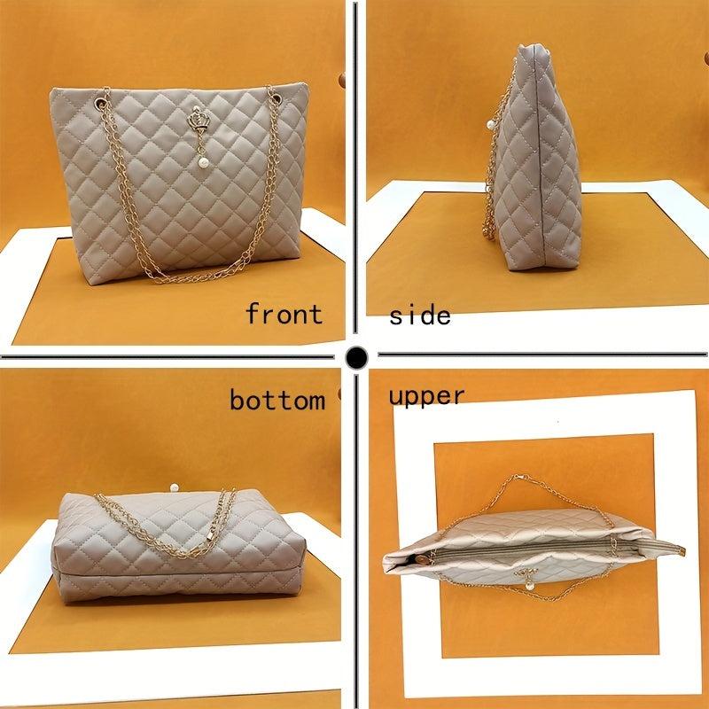 Quilted Tote Bag Large Capacity Crossbody Shoulder Handbag