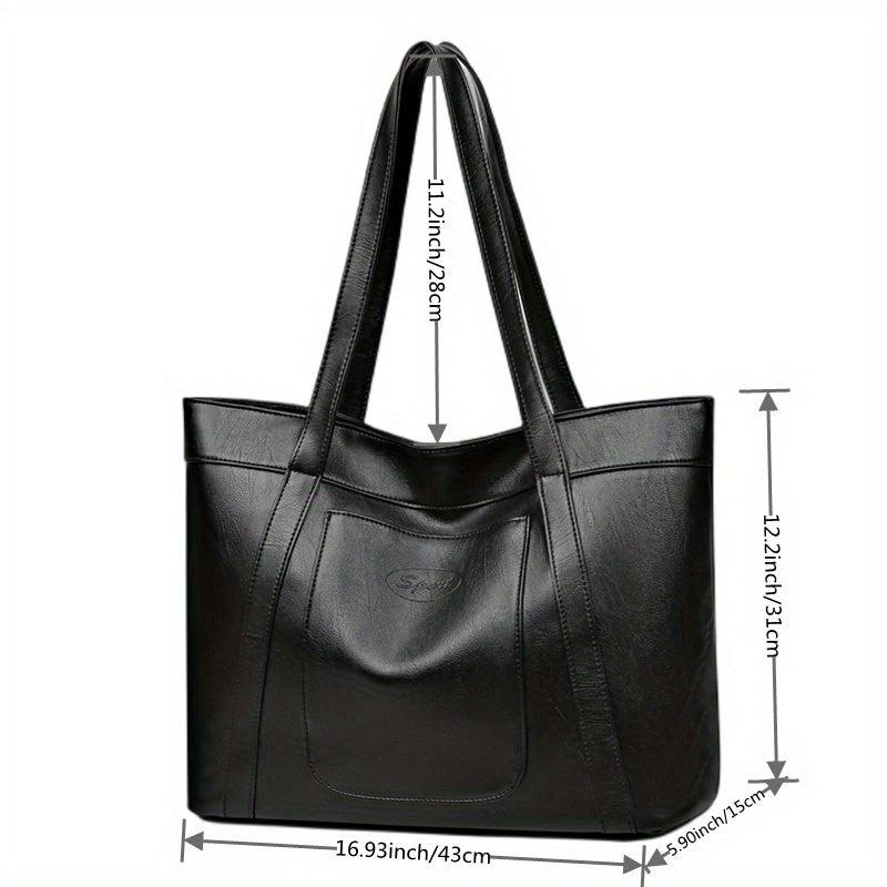 Large Capacity PU Leather Shoulder Tote Bag
