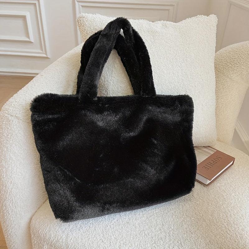 Soft Plush Shoulder Bag All Match Storage Bag For Office & School