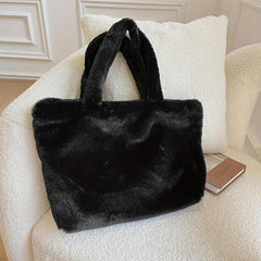 Soft Plush Shoulder Bag All Match Storage Bag For Office & School