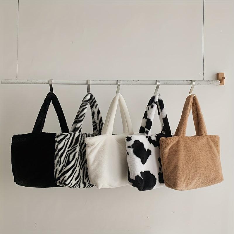 Soft Plush Shoulder Bag All Match Storage Bag For Office & School