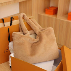 Soft Plush Shoulder Bag All Match Storage Bag For Office & School