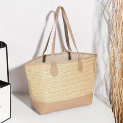 Straw Woven Large Tote Bag Lightweight Summer Beach Handbag