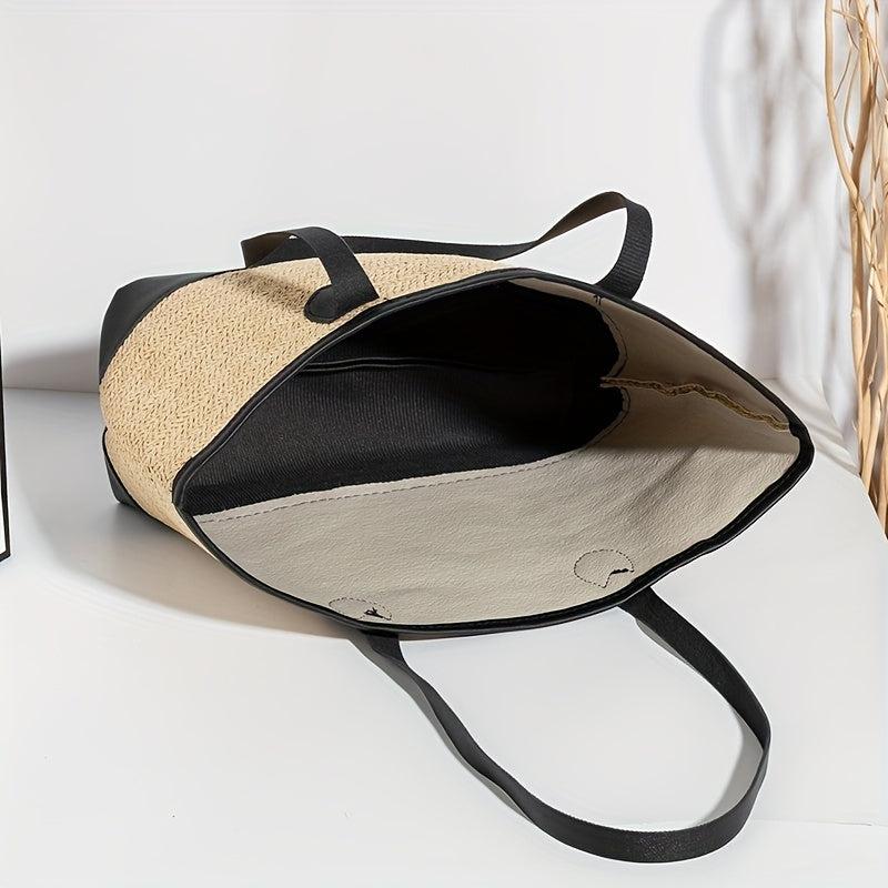 Straw Woven Large Tote Bag Lightweight Summer Beach Handbag
