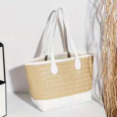 Straw Woven Large Tote Bag Lightweight Summer Beach Handbag