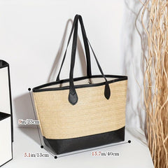 Straw Woven Large Tote Bag Lightweight Summer Beach Handbag