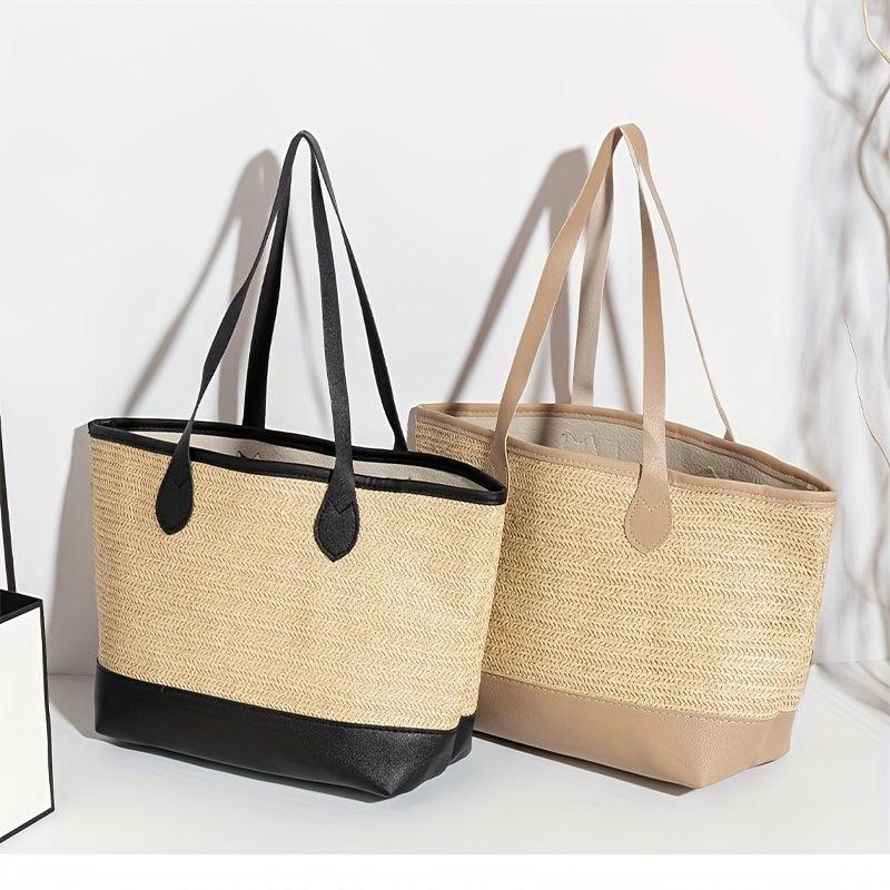 Straw Woven Large Tote Bag Lightweight Summer Beach Handbag