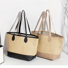 Straw Woven Large Tote Bag Lightweight Summer Beach Handbag