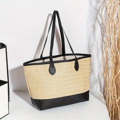 Straw Woven Large Tote Bag Lightweight Summer Beach Handbag