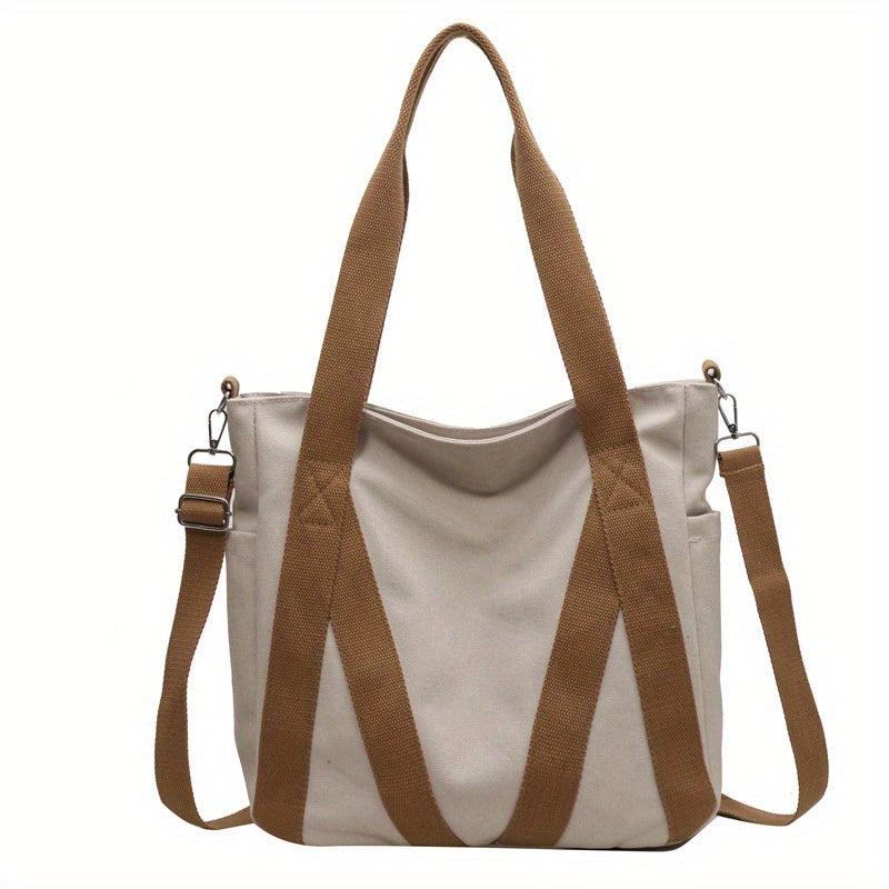 Large Capacity Canvas Tote Bag Vintage Crossbody Bag Casual Retro Shoulder Purse