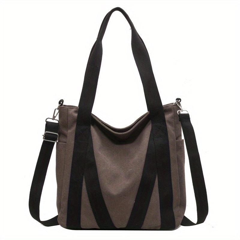 Large Capacity Canvas Tote Bag Vintage Crossbody Bag Casual Retro Shoulder Purse