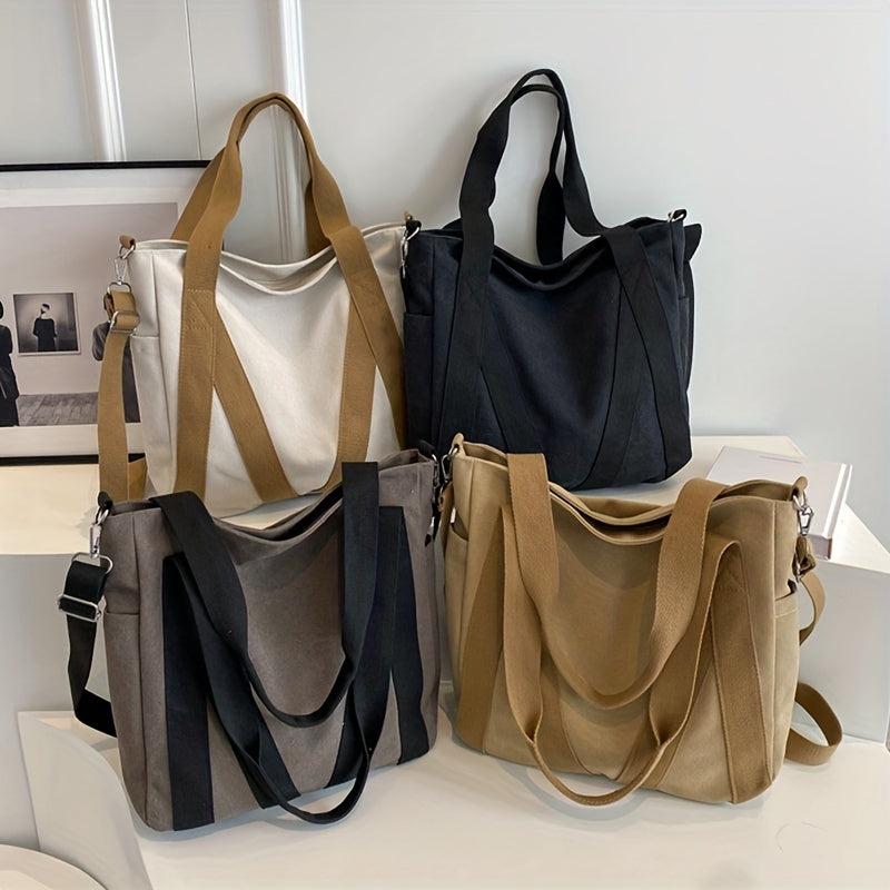 Large Capacity Canvas Tote Bag Vintage Crossbody Bag Casual Retro Shoulder Purse