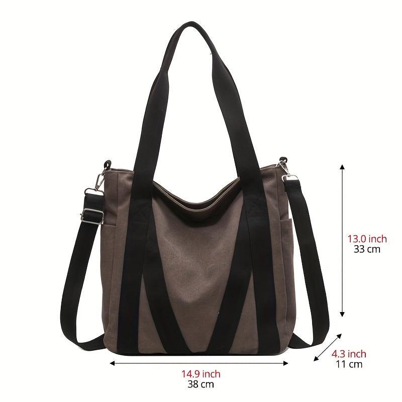 Large Capacity Canvas Tote Bag Vintage Crossbody Bag Casual Retro Shoulder Purse