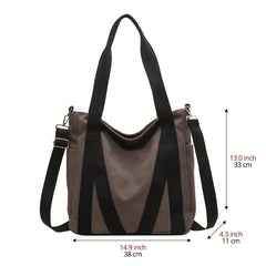 Large Capacity Canvas Tote Bag Vintage Crossbody Bag Casual Retro Shoulder Purse