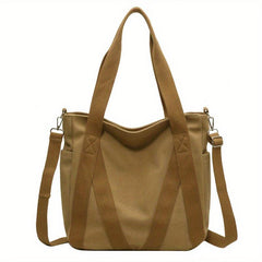Large Capacity Canvas Tote Bag Vintage Crossbody Bag Casual Retro Shoulder Purse