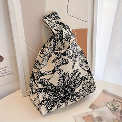 Pixel Style Woven Tote Bag Lightweight Shoulder Bag
