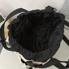 Colorblock Shoulder Bag Drawstring Handbag for School