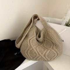 Casual Straw Shoulder Bag Lightweight Woven Large Capacity Handbag