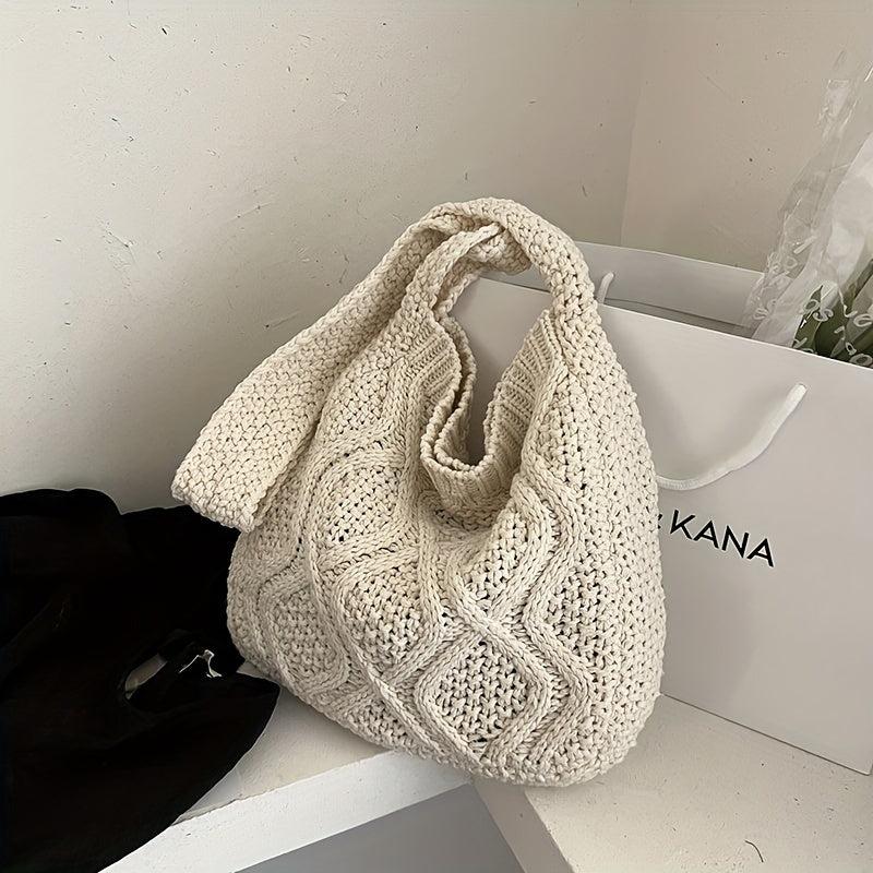 Casual Straw Shoulder Bag Lightweight Woven Large Capacity Handbag
