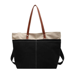 Stylish Colorblock Tote Bag with Front Pocket for Women