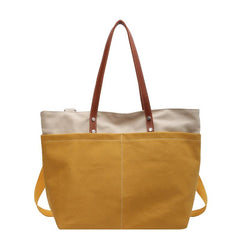 Stylish Colorblock Tote Bag with Front Pocket for Women