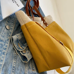 Stylish Colorblock Tote Bag with Front Pocket for Women