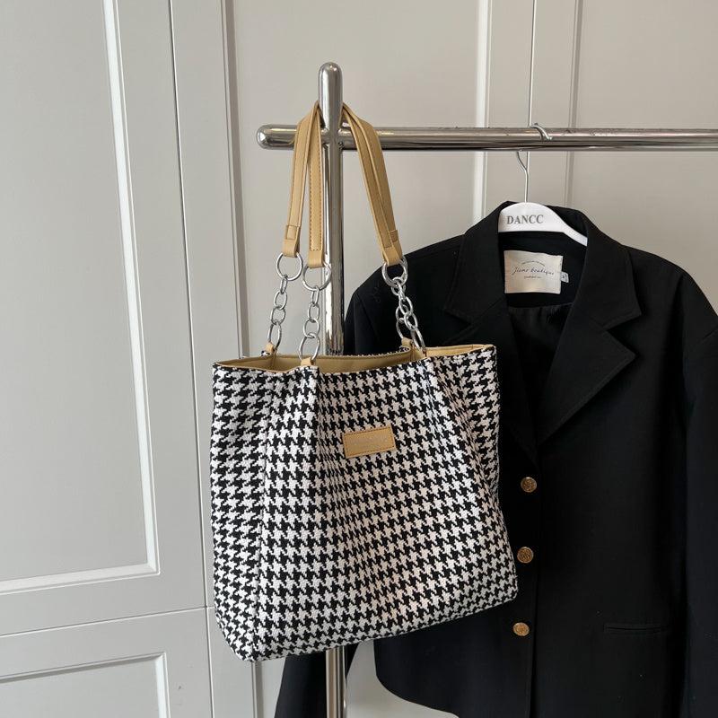 Fashionable Tote Shoulder Bag Handbag Houndstooth Pattern