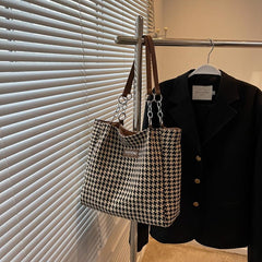 Fashionable Tote Shoulder Bag Handbag Houndstooth Pattern