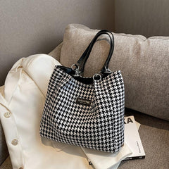 Fashionable Tote Shoulder Bag Handbag Houndstooth Pattern