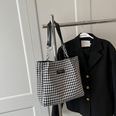 Fashionable Tote Shoulder Bag Handbag Houndstooth Pattern