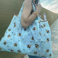 Bee Pattern Shopping Bag Large Capacity Tote Bag Outdoor Grocery Bag