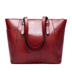 Large Capacity Shoulder Bag with Buckle Decor & Side Pockets