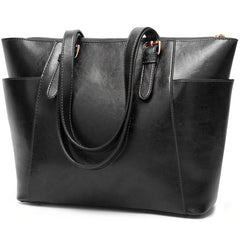 Large Capacity Shoulder Bag with Buckle Decor & Side Pockets