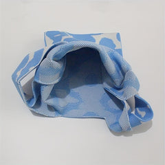 Flower Pattern Knitted Casual Handbag Large Capacity Portable Tote Bag