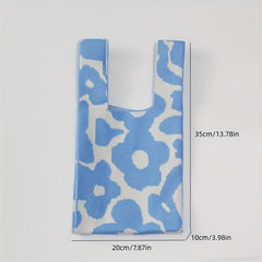 Flower Pattern Knitted Casual Handbag Large Capacity Portable Tote Bag