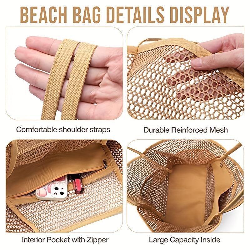 Large Mesh Beach Bag Grocery Shopping Bag Swimming Storage Bag