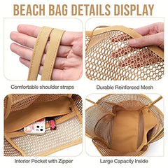 Large Mesh Beach Bag Grocery Shopping Bag Swimming Storage Bag