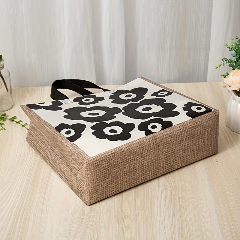 2pcs Retro Flower Print Handbag Large Capacity Storage Bag