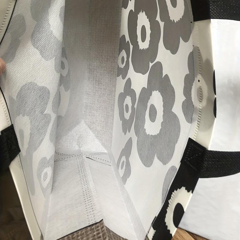 2pcs Retro Flower Print Handbag Large Capacity Storage Bag