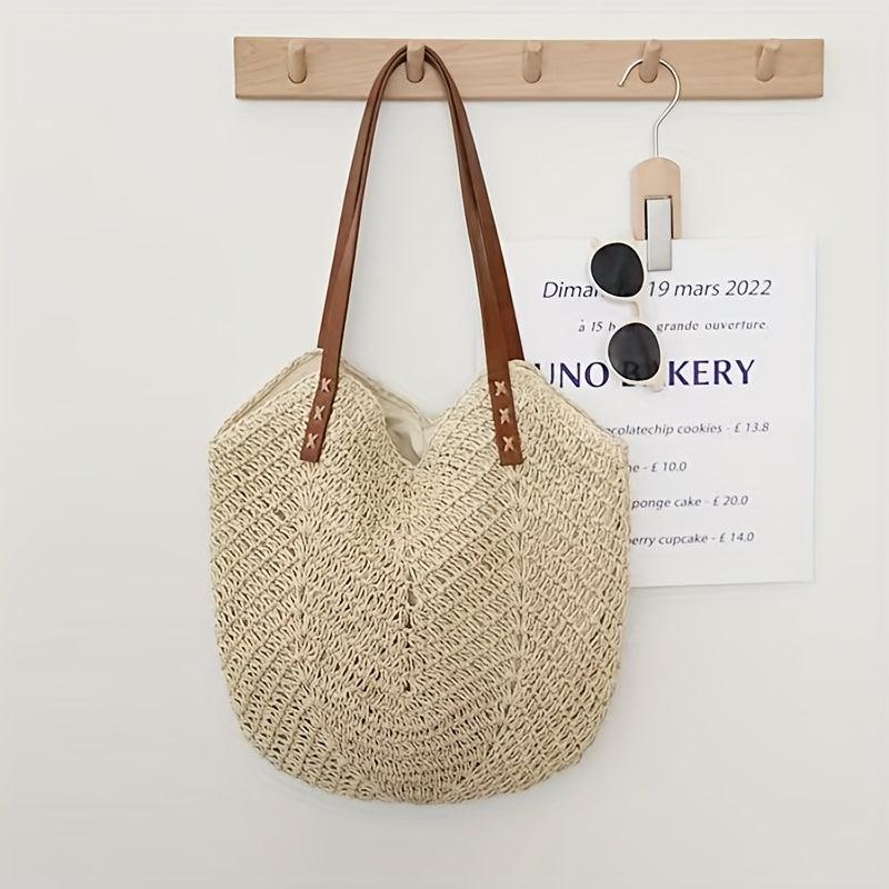 Boho Style Straw Woven Beach Bag Large Tote Bag for Women