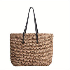 Women's Straw Tote Shoulder Bag Large Capacity Woven Bag