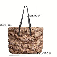 Women's Straw Tote Shoulder Bag Large Capacity Woven Bag