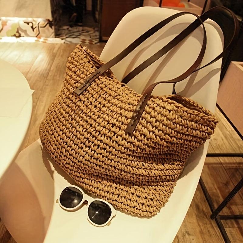 Women's Straw Tote Shoulder Bag Large Capacity Woven Bag