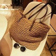 Women's Straw Tote Shoulder Bag Large Capacity Woven Bag