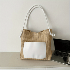 Large Capacity Straw Beach Tote Bag for Women