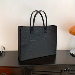 Stone Pattern Top Handle Satchel Large Capacity Tote Bag