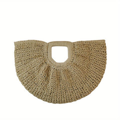Straw Woven Beach Bag Boho Style Clutch Round Tote Bag