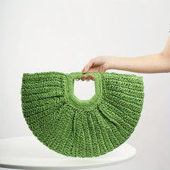 Straw Woven Beach Bag Boho Style Clutch Round Tote Bag