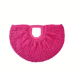 Straw Woven Beach Bag Boho Style Clutch Round Tote Bag