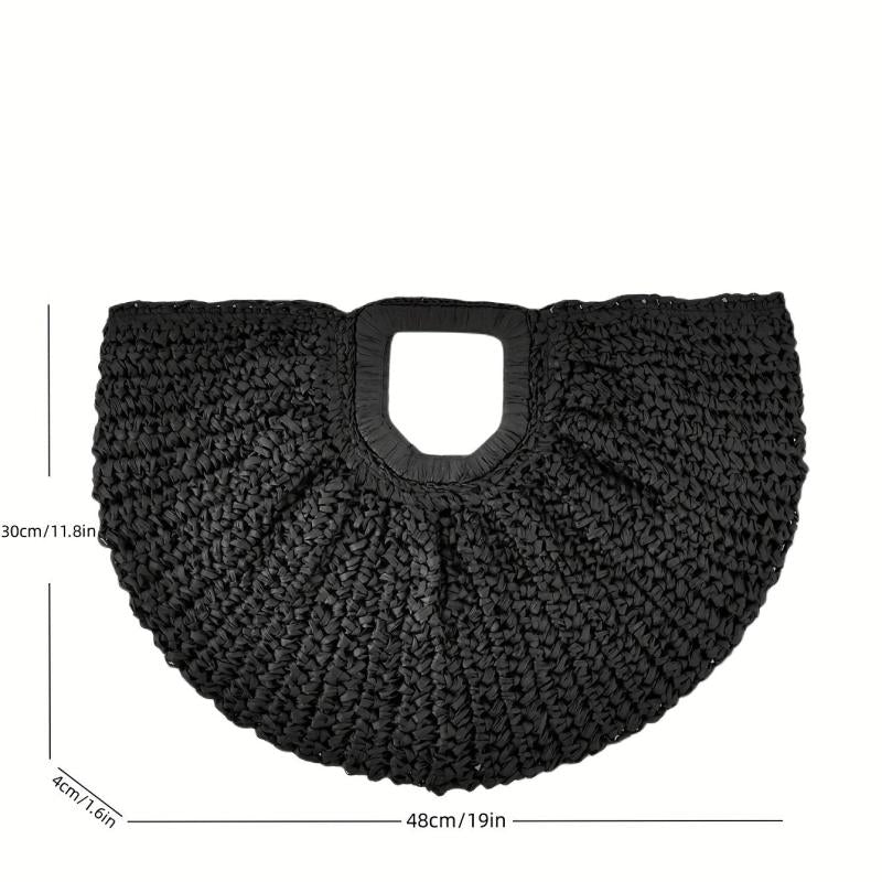 Straw Woven Beach Bag Boho Style Clutch Round Tote Bag